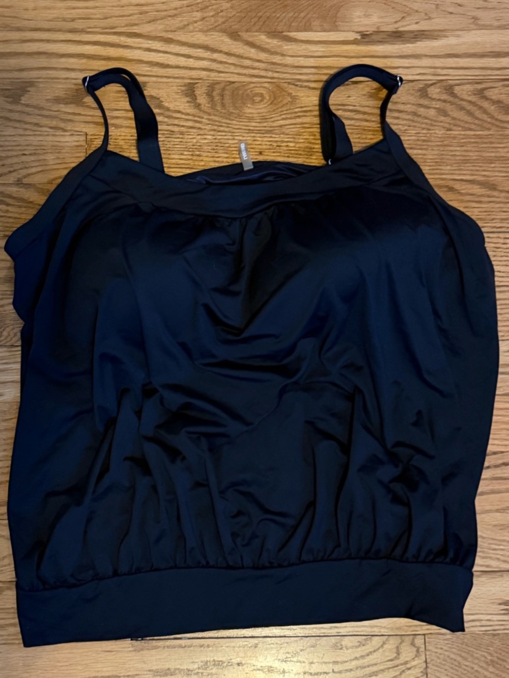 Lands’ End Plus Size 22W Black Blouson Tankini Swim Top Adjustable Straps